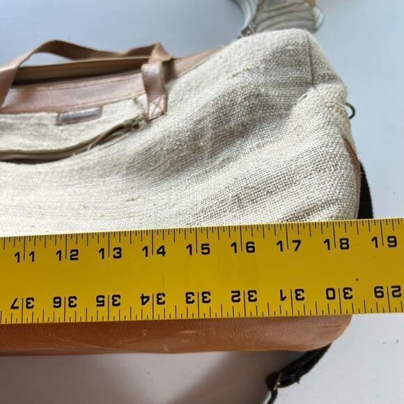 Rhitu Saugat Duffle Bag Medium Size Handmade In Nepal Brown Tweed Canvas Tote - Picture 12 of 13